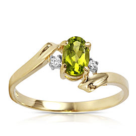 0.46 CTW 14K Solid Gold Rings Natural Diamond Peridot