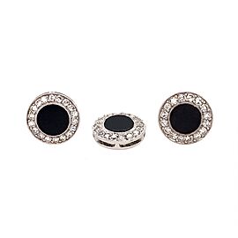 Onyx and Diamond 14k White Gold Earrings and Pendant Set