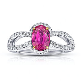 David Gross Oval Ruby and Diamond Platinum Ring