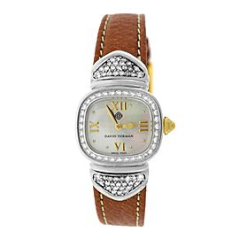 Ladies David Yurman Thoroughbred Sterling Silver MOP Diamond 21MM Quartz Watch