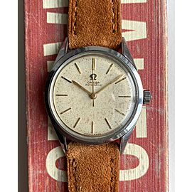 Vintage Omega Automatic Cream Patina Dial Steel Case Watch