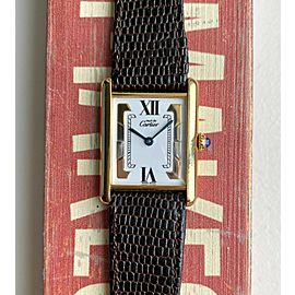 Cartier Tank Quartz Tri Tone White Roman Numeral 18K Gold Electroplated Watch