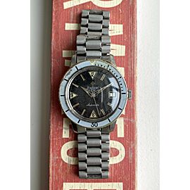 Vintage Zodiac Sea Wolf Automatic Black Gilt Dial Bakelite Bezel Diver Watch