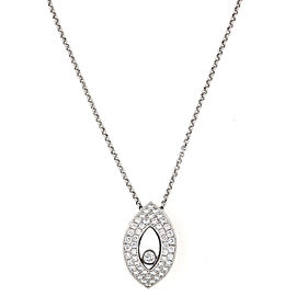 Chopard White 18k Gold Happy Diamond Cats Eye Diamond Pendant Necklace