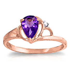 0.66 CTW 14K Solid Rose Gold Victoria Amethyst Diamond Ring