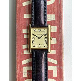 Vintage Cartier Tank Lemon Roman Numeral Dial Quartz 18K Electroplated Watch