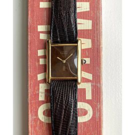 Vintage Cartier Tank Manual Wind Wood "Spider" Dial 18K Gold Electroplated Watch