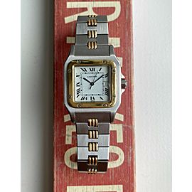 Vintage Cartier Santos 70s Automatic Two Tone White Roman Numeral Dial Watch