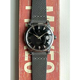 Vintage Omega Seamaster Calendar 50s Automatic Glossy Black Dial Steel Watch