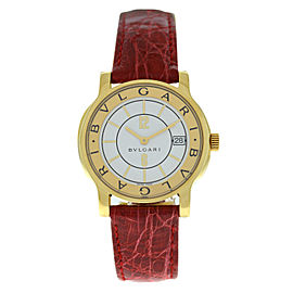 Bvlgari Solotempo ST35G Unisex 18K Yellow Gold 35MM Quartz Red Strap Watch