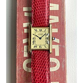 Vintage Cartier Tank Quartz Lemon Roman Numeral Dial 18K Electroplated Watch