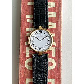 Vintage Cartier Ladies 90s 18K Yellow Gold Quartz White Roman Numeral Dial Watch