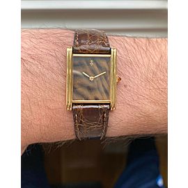 Vintage Corum Tank Manual Wind Leopard Stripe Texture Dial 18K Yellow Gold Watch