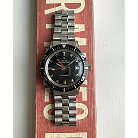 Vintage Zodiac 60s Aerospace GMT Automatic Black Bezel Gilt Black Dial Watch