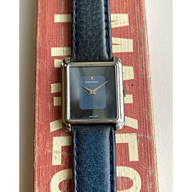 Jaeger LeCoultre Tank 70s Manual Wind Dark Blue Two Tone Glossy Dial Steel Watch