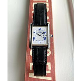 Cartier Tank Ref 2414 White Roman Numerals Quickset Date 18K Electroplate Watch