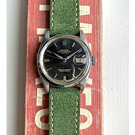 Vintage Rolex Oyster Perpetual Date Automatic Ref 1500 Glossy Black Dial Watch