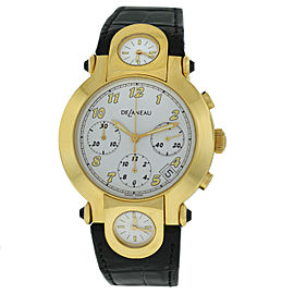 Delaneau Three Time Zones GTCYG 18K Gold Automatic Chronograph Date