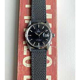 Vintage Tudor Prince Oysterdate 1966 Automatic Matte Black Rose Dial Watch