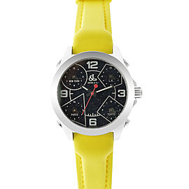 Jacob & Co. Five 5 Time Zone JCM-29 Stainless Steel 40MM Watch Yellow Strap