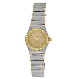 Omega Constellation Half Bar 18K Yellow Gold Diamond 22MM Quartz Watch