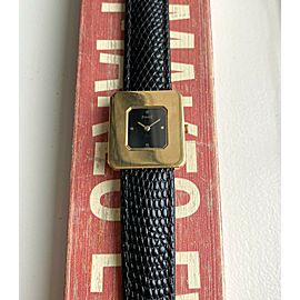 Piaget Vintage Manual Wind 18K Yellow Gold Black Dial Square Case