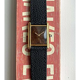 Vintage Cartier Tank Manual Wind Wood "Spider" Dial 18K Gold Electroplated Watch