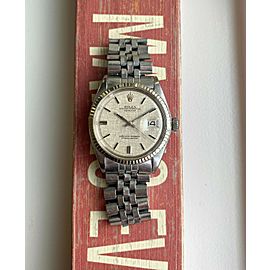 Vintage Rolex Datejust 1601 70s Automatic Silver Linen Dial Watch