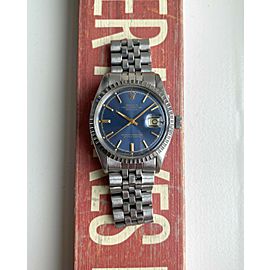 Vintage Rolex Datejust 70s Automatic Blue Sunburst Dial 36mm w/ Bracelet