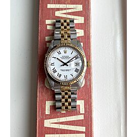 Rolex Datejust 80s Automatic Gold Two Tone White Buckley Dial 36mm Wat