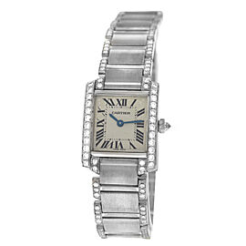 Cartier Tank Francaise 18K White Gold Diamonds Ladies Quartz Watch