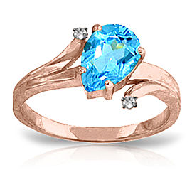 1.51 CTW 14K Solid Rose Gold Lovelight Blue Topaz Diamond Ring