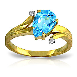 1.51 CTW 14K Solid Gold Take My Hand Blue Topaz Diamond Ring