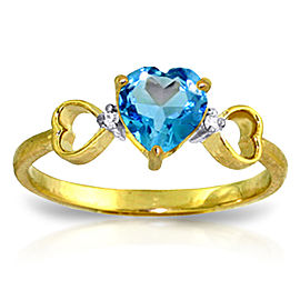 0.96 CTW 14K Solid Gold Light Of Mine Blue Topaz Diamond Ring