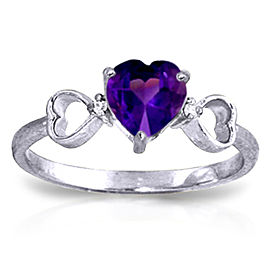 0.96 CTW 14K Solid White Gold Same Old Song Amethyst Diamond Ring