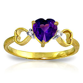 0.96 CTW 14K Solid Gold Color Me Purple Amethyst Diamond Ring