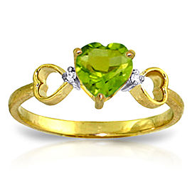 0.96 CTW 14K Solid Gold Not Sugarcoated Peridot Diamond Ring