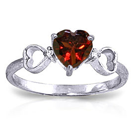 0.96 CTW 14K Solid White Gold Communication Garnet Diamond Ring