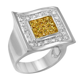 Saya 18K White Gold with 0.7ct Two Tone Diamond Cocktail Ring Size 7.75