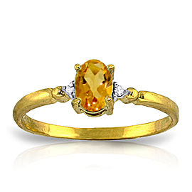 0.46 CTW 14K Solid Gold Citrine Rules Citrine Diamond Ring