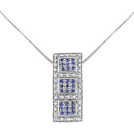 18K White Gold Diamond, Sapphire Pendant