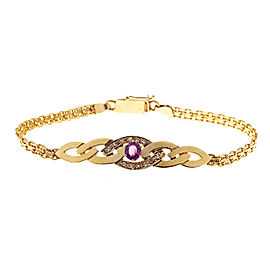 14K Yellow Gold with 0.65ct Pink Tourmaline and Diamond Bismark Bracelet