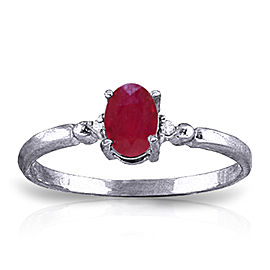 0.51 CTW 14K Solid White Gold Ring Natural Diamond Ruby