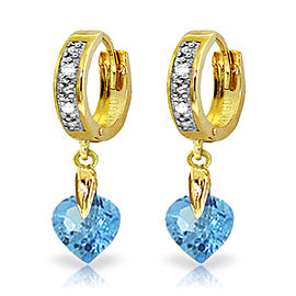 1.77 CTW 14K Solid Gold Monaco Blue Topaz Diamond Earrings