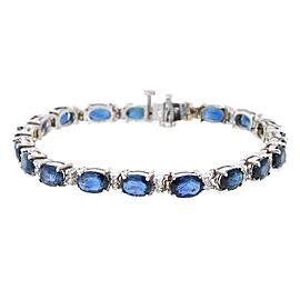 Sapphire and Diamond Tennis Bracelet in 14k White Gold