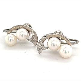 Mikimoto Estate Akoya Pearl Earrings Sterling Silver 6.3 mm 4.2 Gr M234