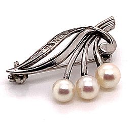 Mikimoto Estate Akoya Pearl Brooch Pin Sterling Silver 5.75 mm M181