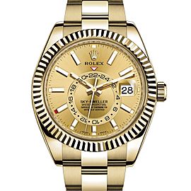 Rolex Sky-Dweller 42 Champagne Arabic Dial Yellow Gold Men's Watch 326938