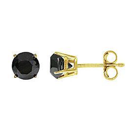 14K Yellow Gold 2.00ct Black Diamond Stud Earrings