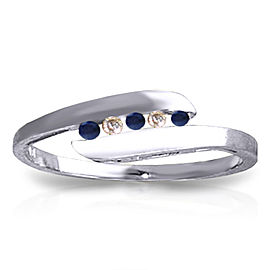 0.25 CTW 14K Solid White Gold Ring Channel Set Diamond Sapphire